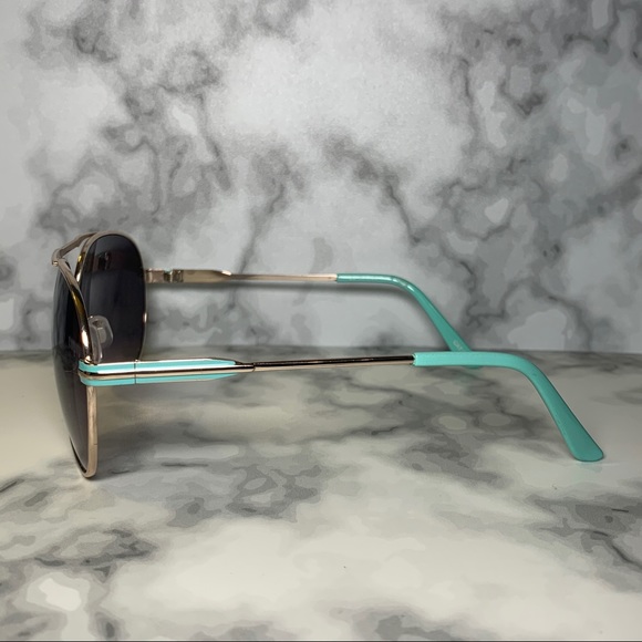 🕶 Teal Enamel & Gold Aviator Sunglasses 🕶 - Picture 4 of 9